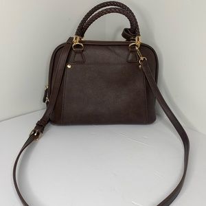 Madison West Dark Brown Leather Satchel Bag Crossbody